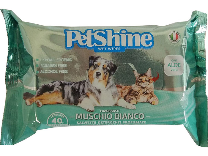 Pet Shine wet wipes white Muschio Bianco scented 