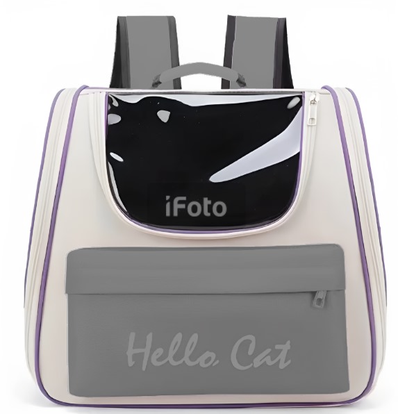 شنطة ظهر حاملة قطط بجيب (لون رمادي) 