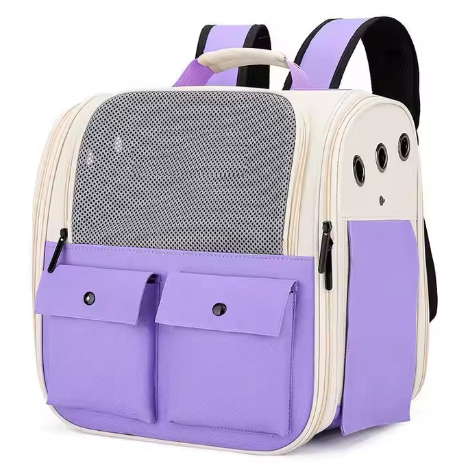 شنطة ظهر حاملة قطط بجيبين اضافية (لون بنفسجي)
