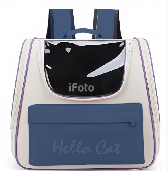 شنطة ظهر حاملة قطط بجيب (لون ازرق) 