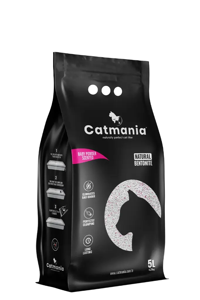 Catmania Premium While Cat Litter Baby Powder Scented 10L