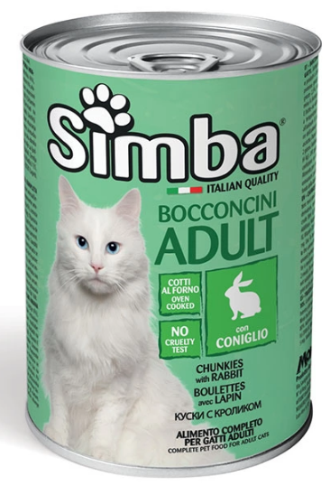 Simba Cat with fresh Rabbit meat pieces in Broth 415g