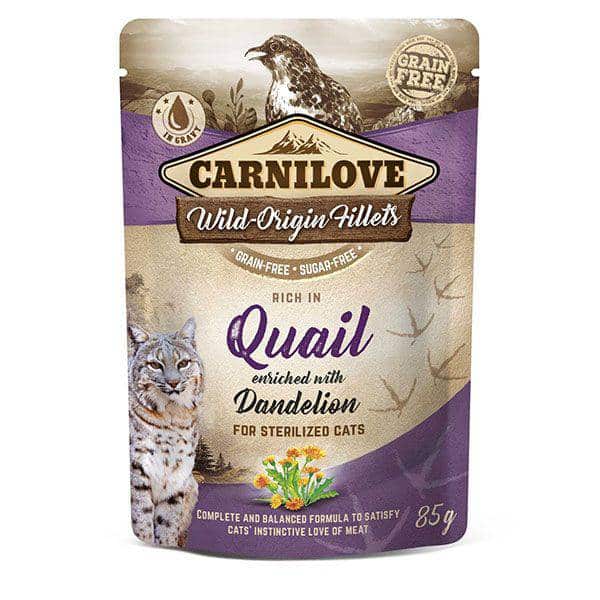 Carnilove cat pouch rich in Quail enriched with Dandelion for sterilized 85 g  