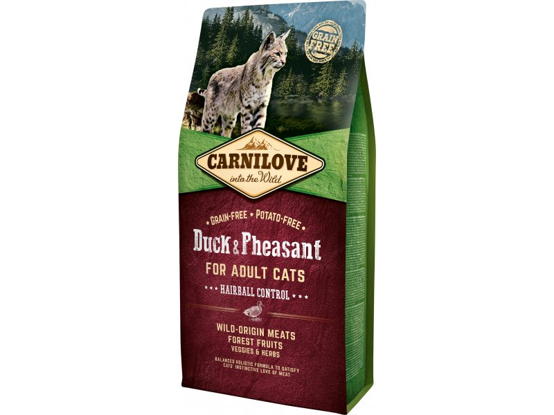 Carnilove Duck & Pheasant for Adult Cats – Hairball Control 6KG