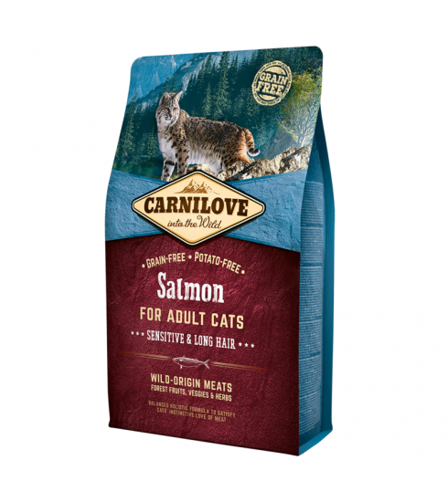 Carnilove Salmon for Adult Cats – Sensitive & Long Hair 2KG