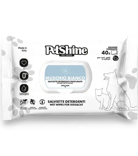 [306005] Pet Shine wet wipes white Muschio Bianco scented 