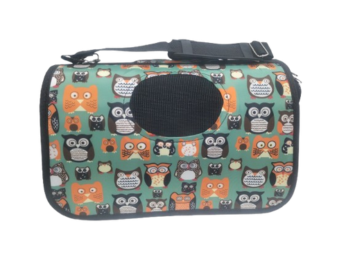 [WY8103S] حامل قطط قماش بفتحه جانبية (لون اخضر مع رسومات) 