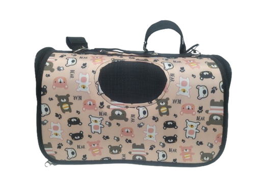 [WY8103S] حامل قطط قماش بفتحه جانبية (لون بيج مع رسومات) 