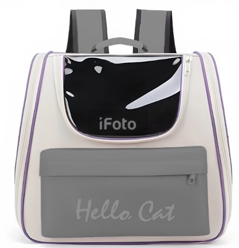 [WY8104] شنطة ظهر حاملة قطط بجيب (لون رمادي) 