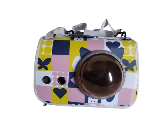 [WY8107] حامل قطط بشباك دائري برسومات (لون مكس )