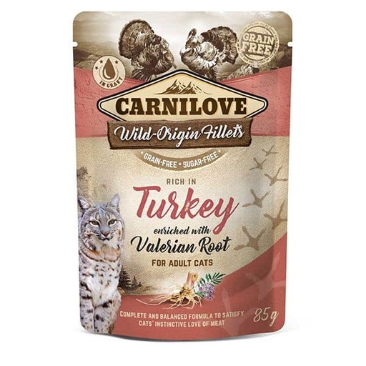 [100233] Carnilove cat pouch rich in Turkey enriched with Valerian 85 g