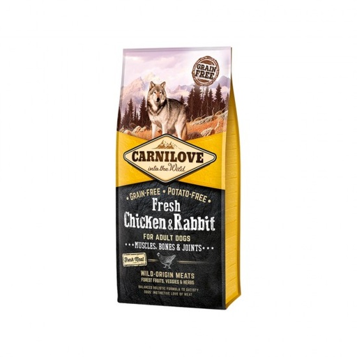 [100033] Carnilove Fresh Chicken & Rabbit Muscles, Bones & Joints for Adult dogs 12 kg