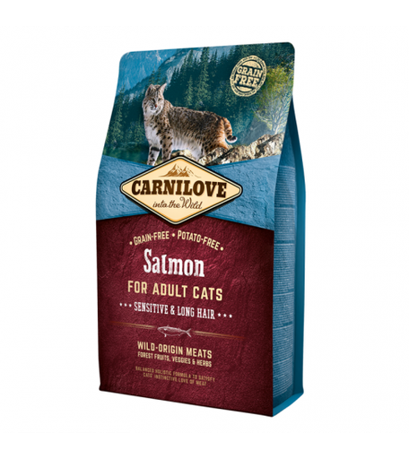 [100212] Carnilove Salmon for Adult Cats – Sensitive & Long Hair 2 kg